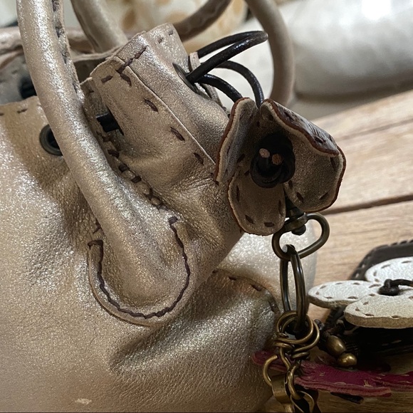 Metallic Gold Small Bag With Flowers - Picture 5 of 16